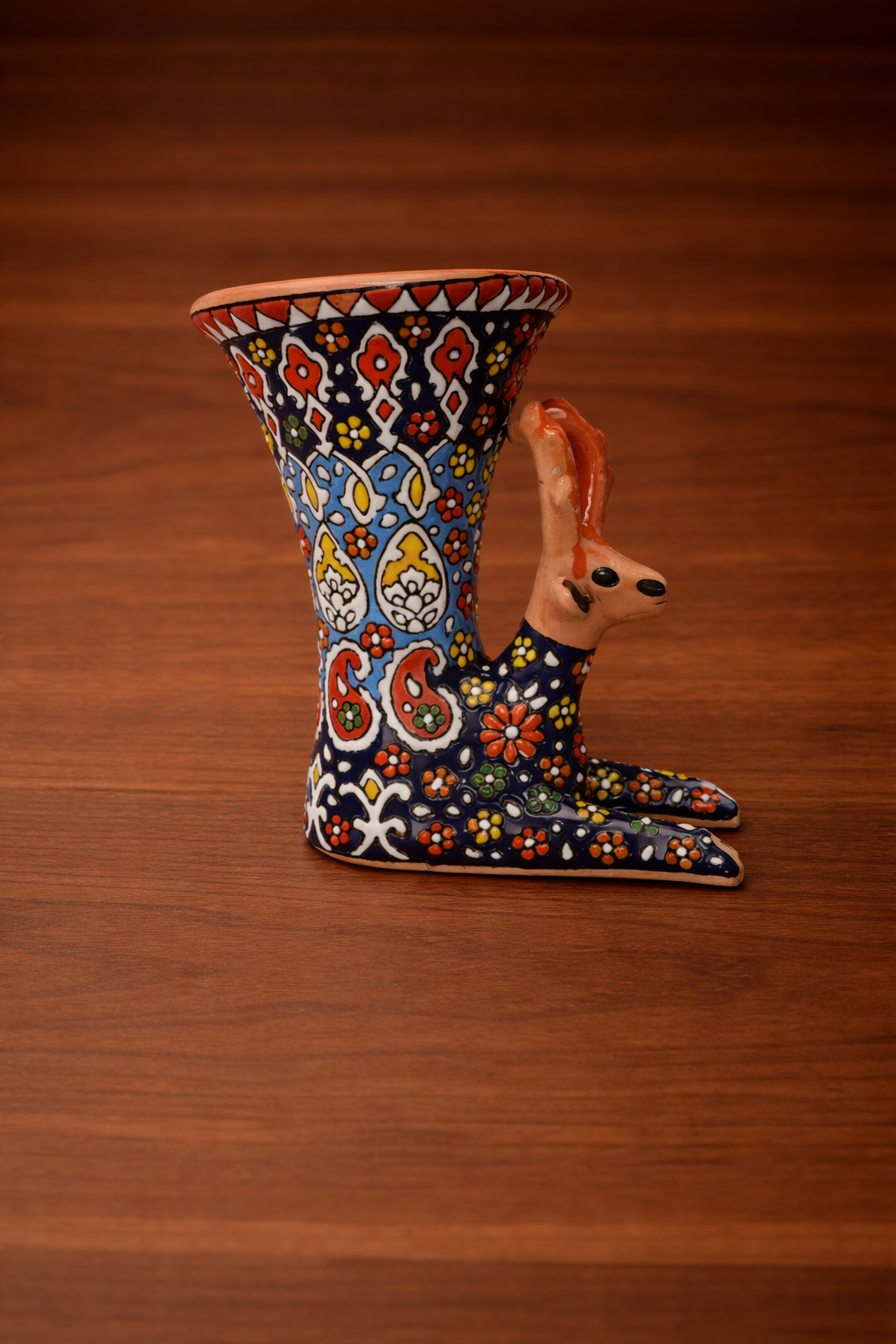 Enameled (Minakari) Pottery Deer Decorative Decanter