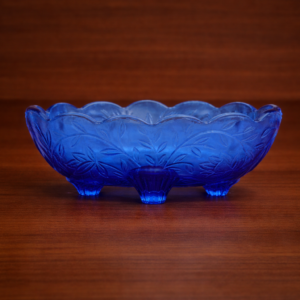 Oval Blue Glass Candy Bowl