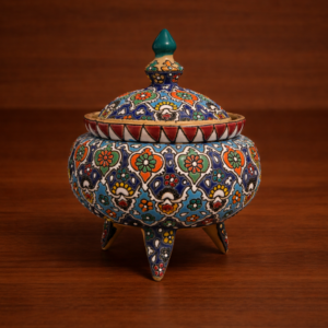 Enamel (Minakari) Pottery Tripod Bowl