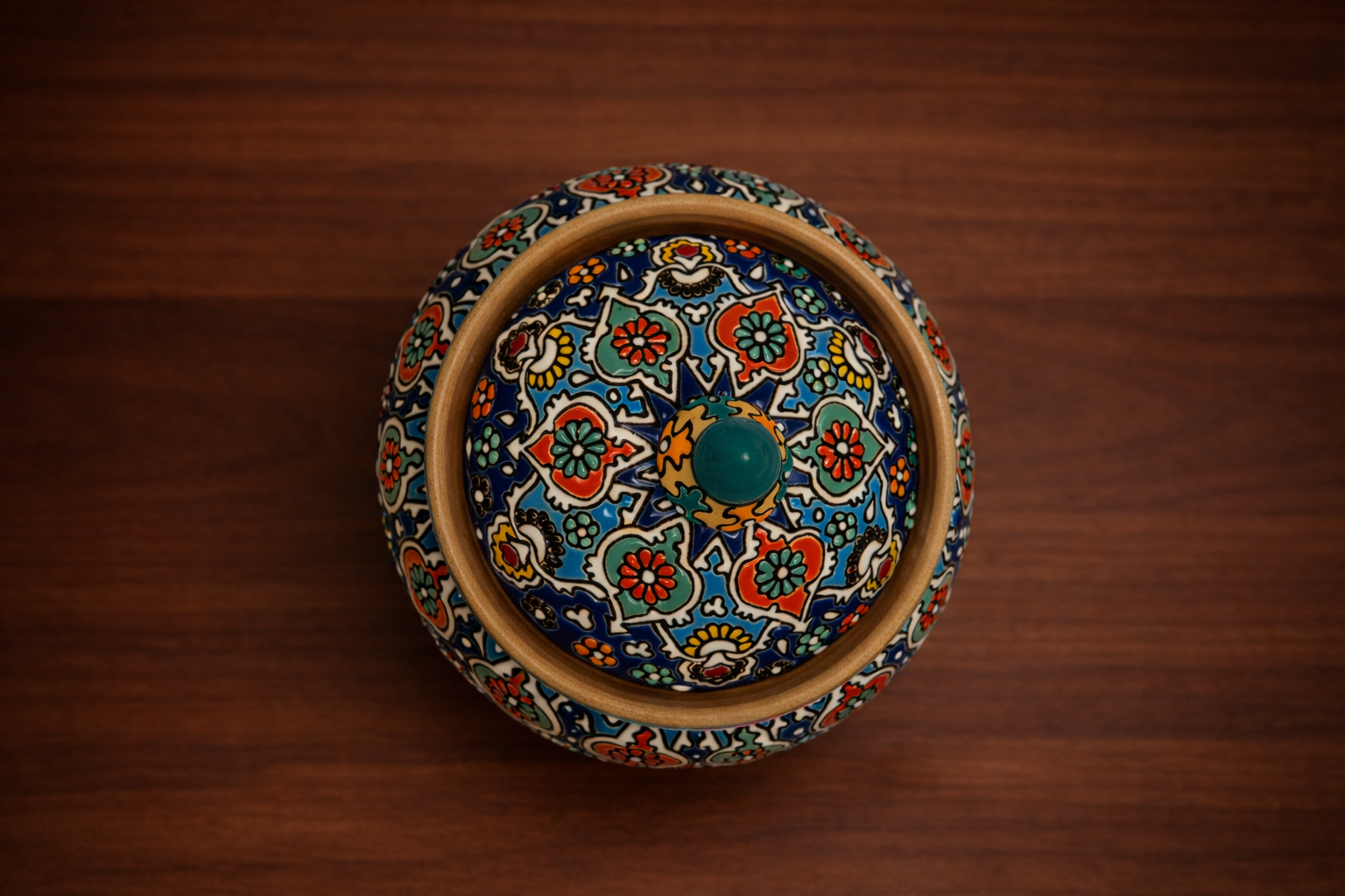 Enamel (Minakari) Pottery Tripod Bowl - Image 2