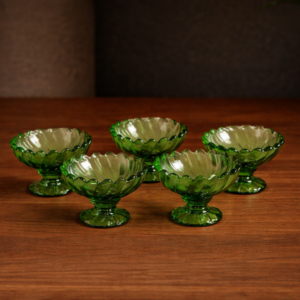 Green Glass Dessert Bowl Set