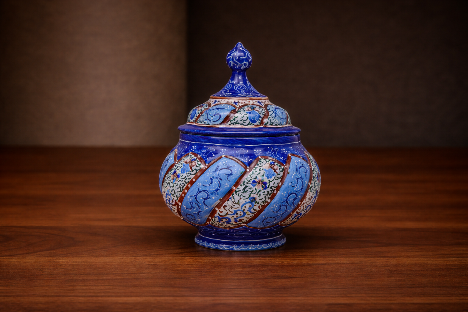 Enamel (Minakari) sugar candy pot with lid