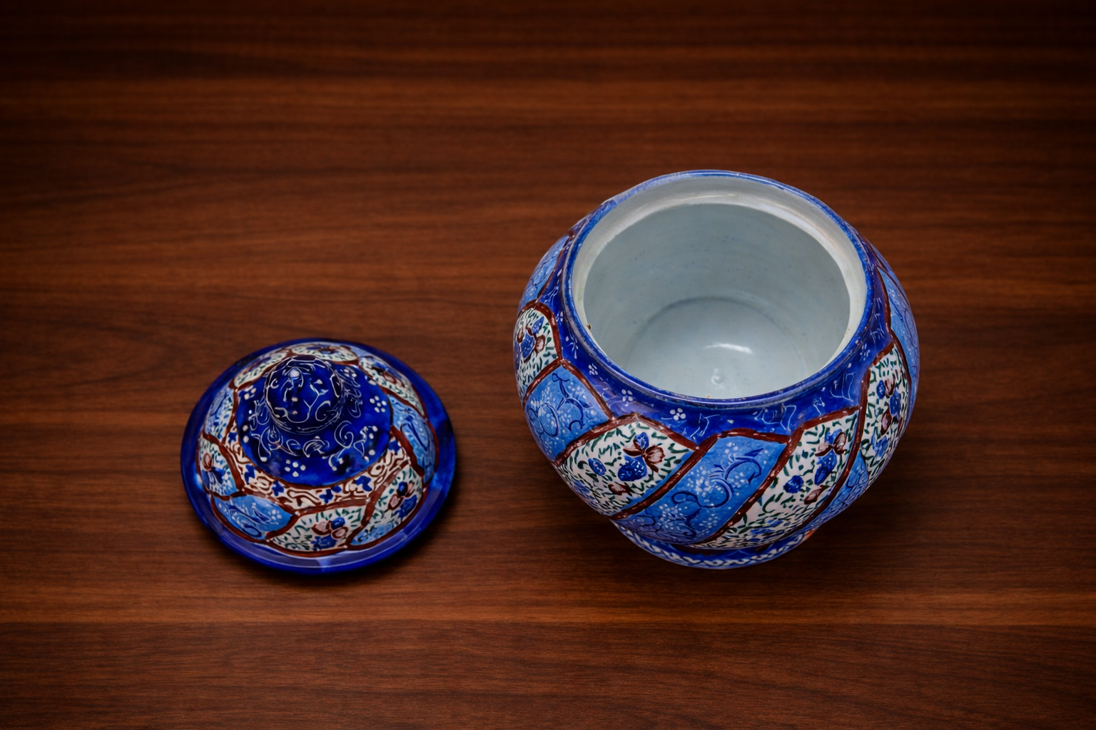 Enamel (Minakari) sugar candy pot with lid - Image 2