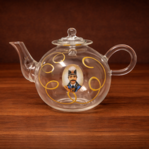 Qajar Clear Glass Teapot with Gold Scroll Design