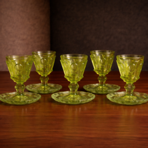 Set of Green Goblet with Matching Saucer
